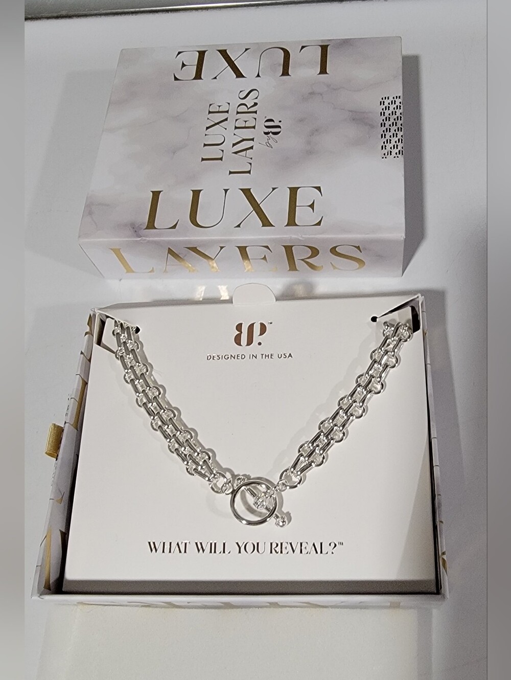 New-Bomb Party Fierce Grace Single Silver Plating Double-Link Toggle Necklace